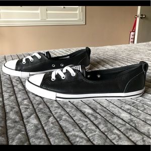 Converse black leather ballet